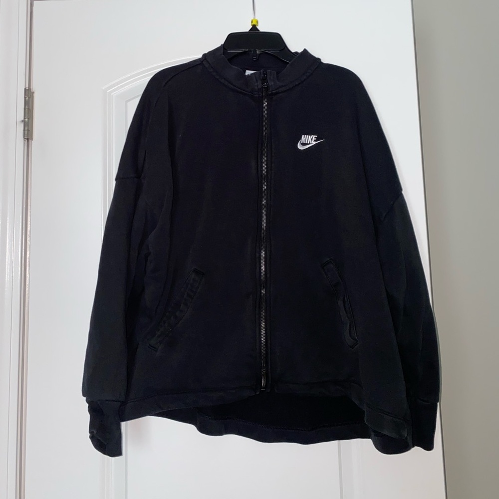 Black Nike Zip-up Jacket with high low back